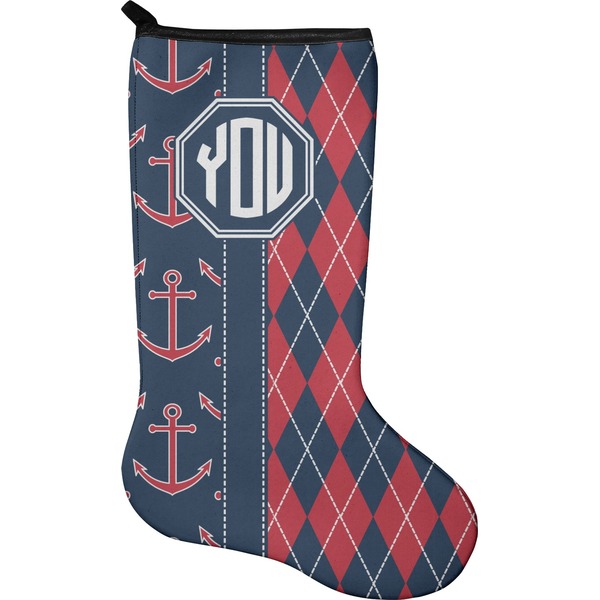 Custom Anchors & Argyle Holiday Stocking - Neoprene (Personalized)