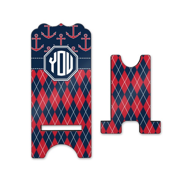 Anchors & Argyle Stylized Phone Stand - Front & Back - Small
