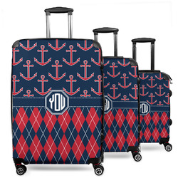 Anchors & Argyle 3 Piece Luggage Set - 20" Carry On, 24" Medium Checked, 28" Large Checked (Personalized)
