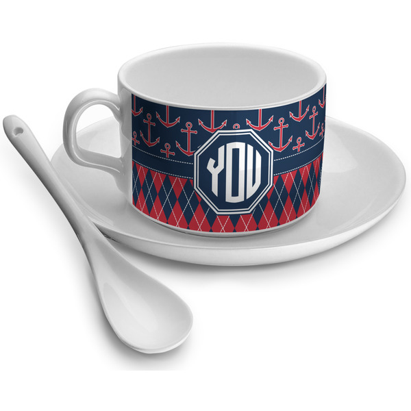Custom Anchors & Argyle Tea Cup (Personalized)