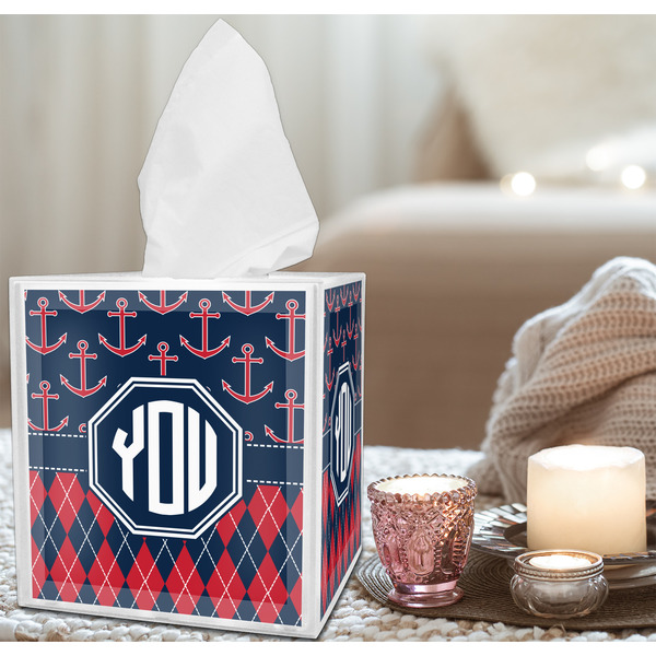 Anchors & Argyle Tissue Box - LIFESTYLE