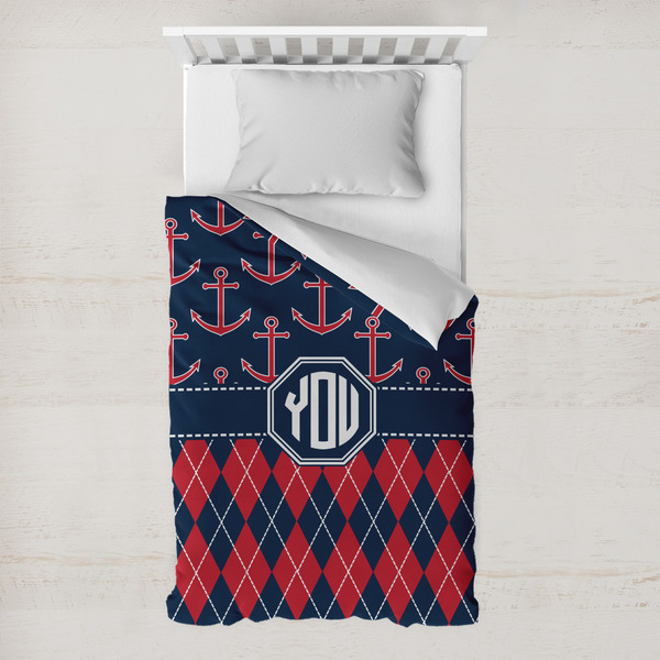 Custom Anchors & Argyle Toddler Duvet Cover w/ Monogram