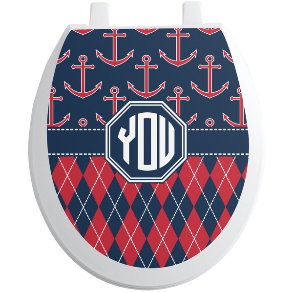 Custom Anchors & Argyle Toilet Seat Decal (Personalized)