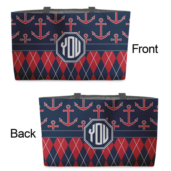 Anchors & Argyle Tote w/Black Handles - Front & Back Views