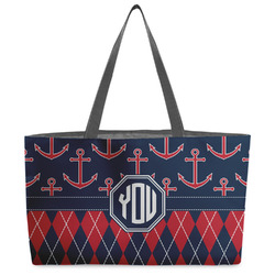 Anchors & Argyle Beach Totes Bag - w/ Black Handles (Personalized)