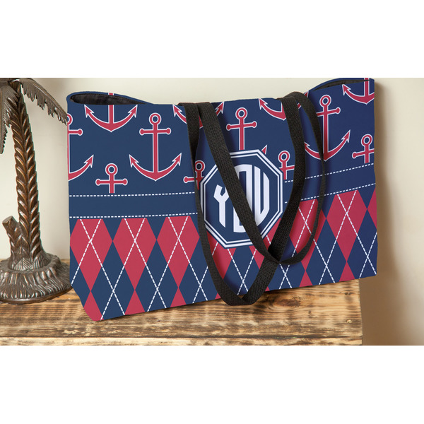 Anchors & Argyle Tote w/Black Handles - Lifestyle View