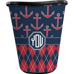 Anchors & Argyle Waste Basket - Single Sided (Black) (Personalized)