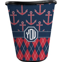 Anchors & Argyle Waste Basket - Single Sided (Black) (Personalized)