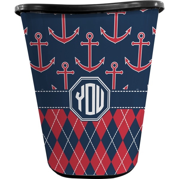 Anchors & Argyle Trash Can Black