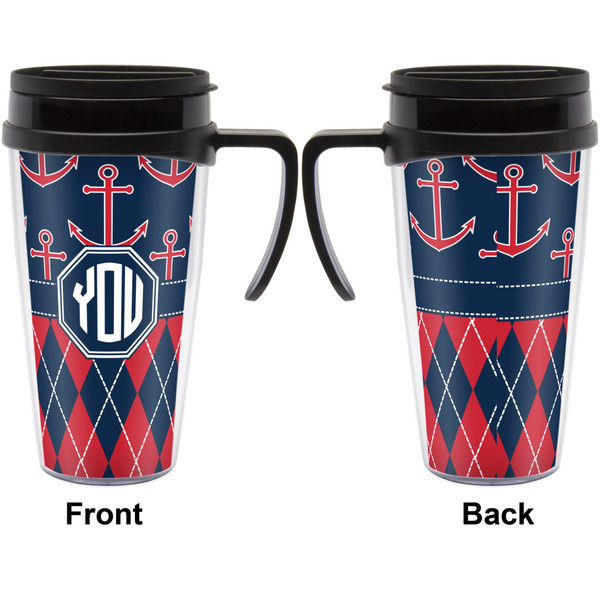 Anchors & Argyle Travel Mug with Black Handle - Approval