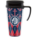 Anchors & Argyle Acrylic Travel Mug with Handle (Personalized)