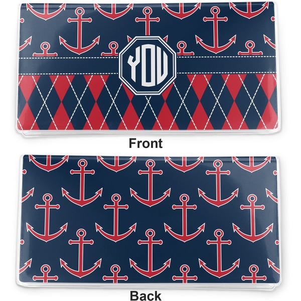 Anchors & Argyle Vinyl Check Book Cover - Front and Back