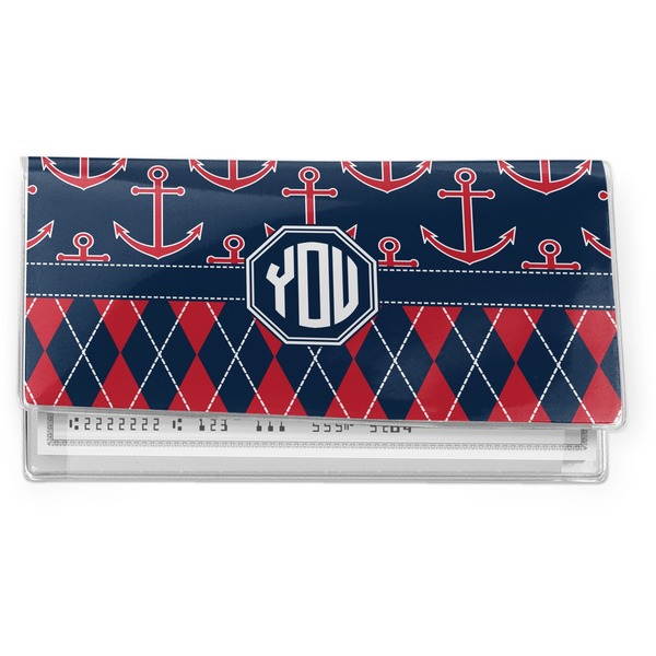 Custom Anchors & Argyle Vinyl Checkbook Cover (Personalized)