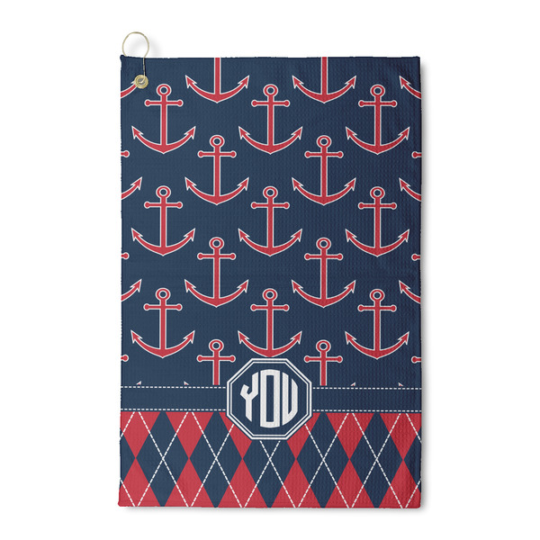 Custom Anchors & Argyle Waffle Weave Golf Towel (Personalized)