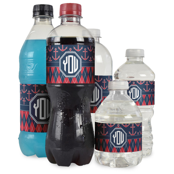 Anchors & Argyle Water Bottle Label - Multiple Bottle Sizes