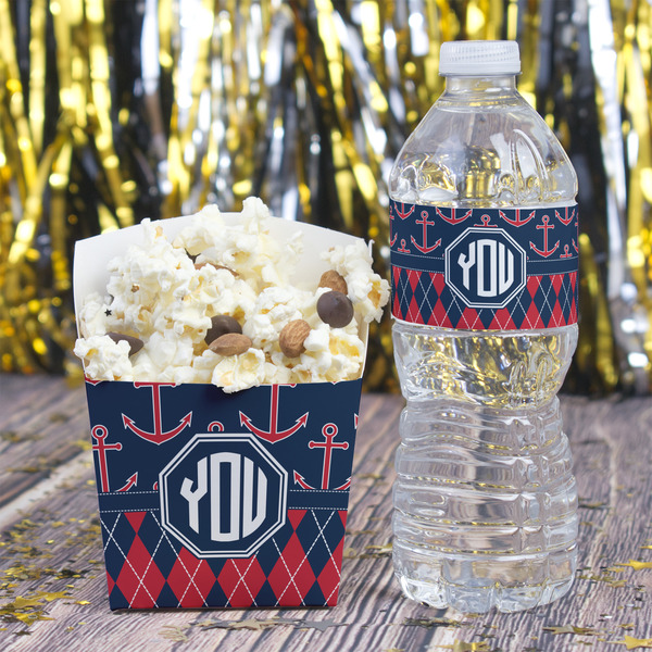 Anchors & Argyle Water Bottle Label - w/ Favor Box