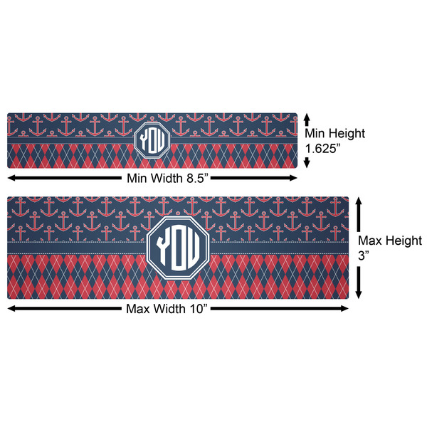 Anchors & Argyle Water Bottle Labels w/ Dimensions