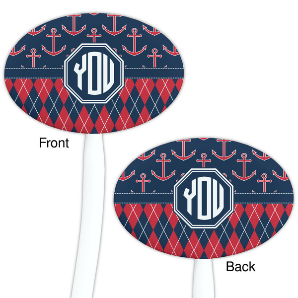 Anchors & Argyle White Plastic 7" Stir Stick - Double Sided - Oval - Front & Back