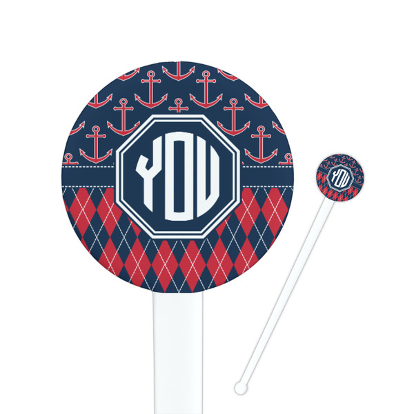 Custom Anchors & Argyle Round Plastic Stir Sticks (Personalized)