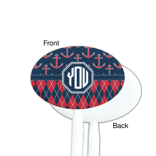 Anchors & Argyle White Plastic 7" Stir Stick - Single Sided - Oval - Front & Back