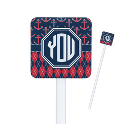 Anchors & Argyle Square Plastic Stir Sticks (Personalized)