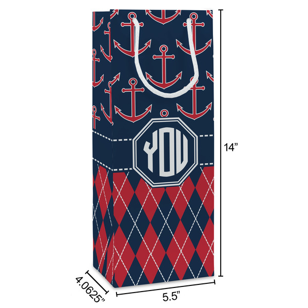 Anchors & Argyle Wine Gift Bag - Dimensions