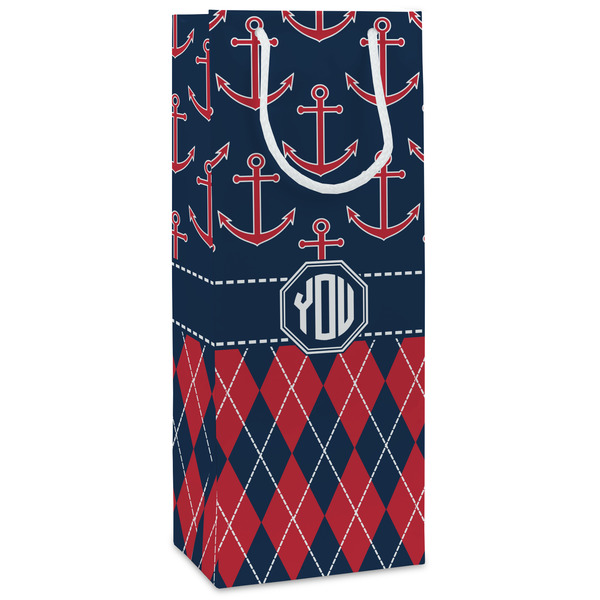 Custom Anchors & Argyle Wine Gift Bags (Personalized)