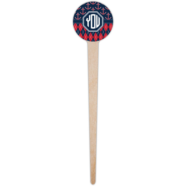 Anchors & Argyle Wooden 4" Food Pick - Round - Single Pick
