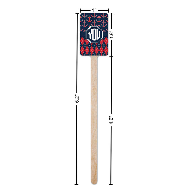 Anchors & Argyle Wooden 6.25" Stir Stick - Rectangular - Dimensions