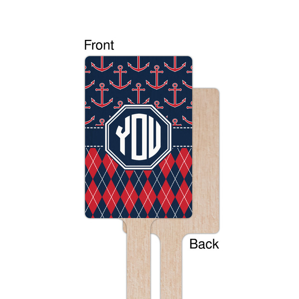 Anchors & Argyle Wooden 6.25" Stir Stick - Rectangular - Single - Front & Back