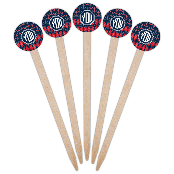 Anchors & Argyle Wooden 6" Food Pick - Round - Fan View