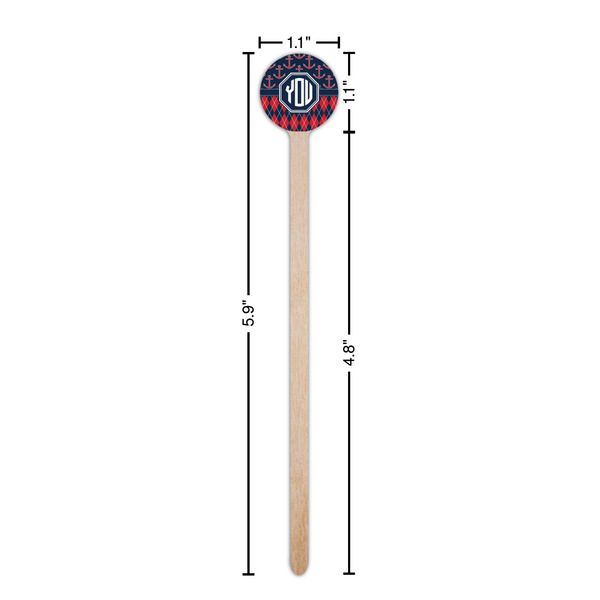 Anchors & Argyle Wooden 6" Stir Stick - Round - Dimensions
