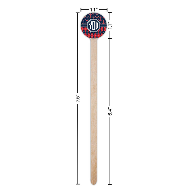 Anchors & Argyle Wooden 7.5" Stir Stick - Round - Dimensions