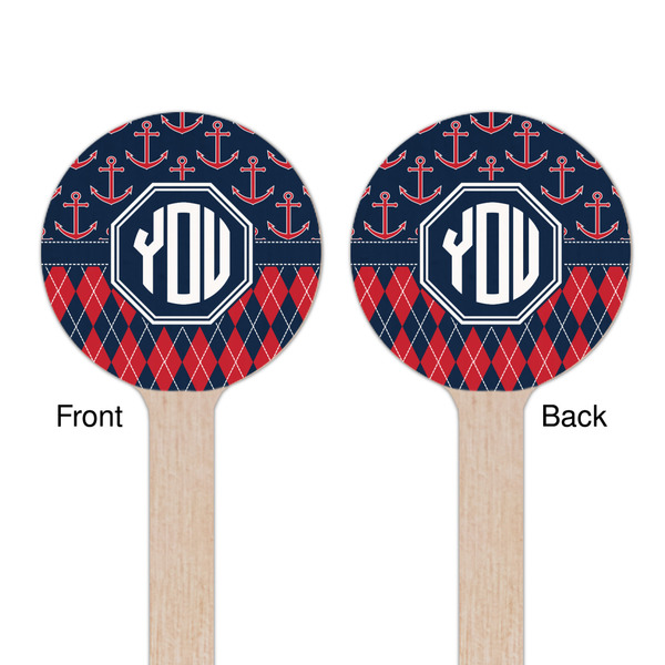 Anchors & Argyle Wooden 7.5" Stir Stick - Round - Double Sided - Front & Back