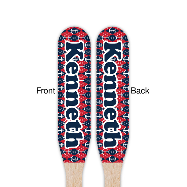 Anchors & Argyle Wooden Food Pick - Paddle - Double Sided - Front & Back