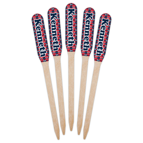 Anchors & Argyle Wooden Food Pick - Paddle - Fan View