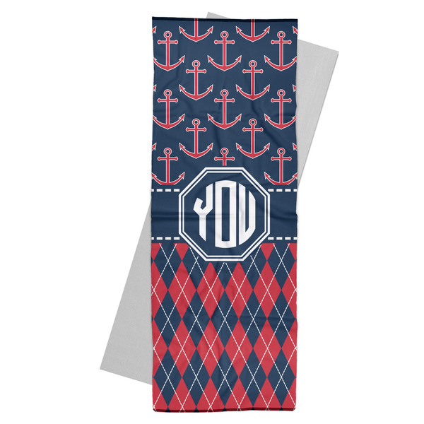 Custom Anchors & Argyle Yoga Mat Towel (Personalized)
