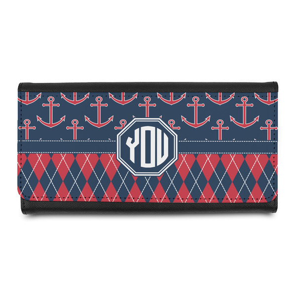 Custom Anchors & Argyle Leatherette Ladies Wallet (Personalized)