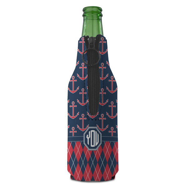 Anchors & Argyle Zipper Bottle Cooler - BACK (bottle)