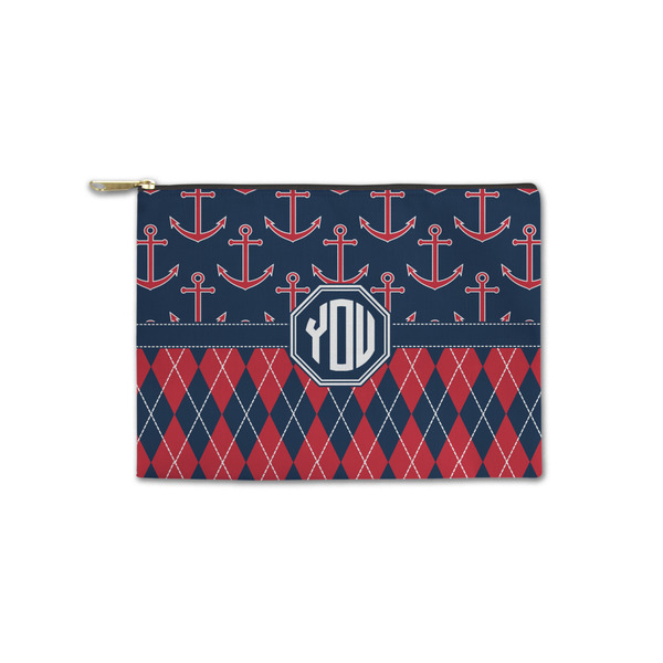 Custom Anchors & Argyle Zipper Pouch - Small - 8.5"x6" (Personalized)