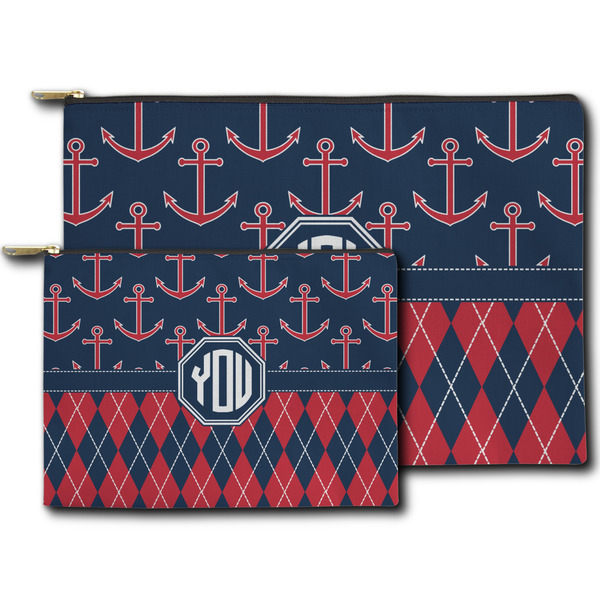 Anchors & Argyle Zippered Pouches - Size Comparison