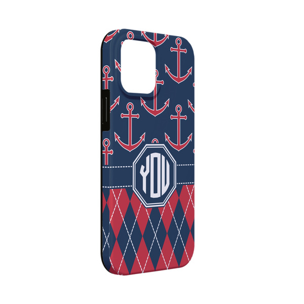 Custom Anchors & Argyle iPhone Case - Rubber Lined - iPhone 13 Mini (Personalized)