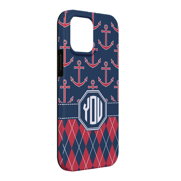 Custom Anchors & Argyle iPhone Case - Rubber Lined - iPhone 13 Pro Max (Personalized)
