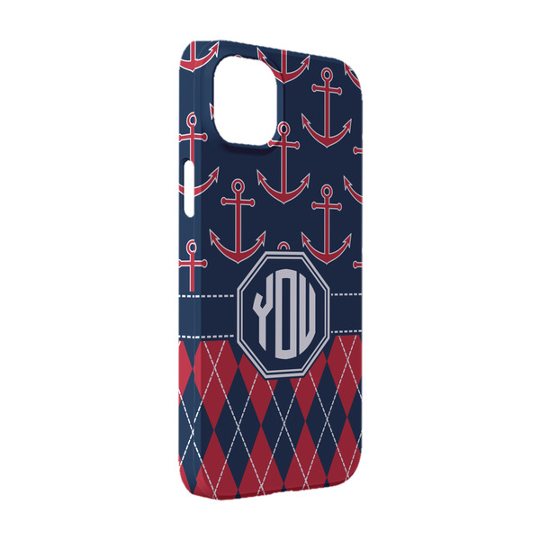 Custom Anchors & Argyle iPhone Case - Plastic - iPhone 14 (Personalized)