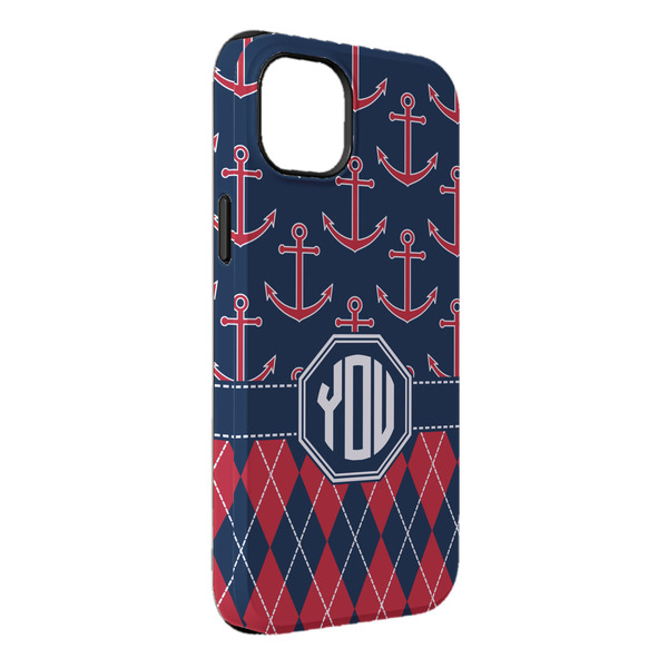 Custom Anchors & Argyle iPhone Case - Rubber Lined - iPhone 14 Pro Max (Personalized)