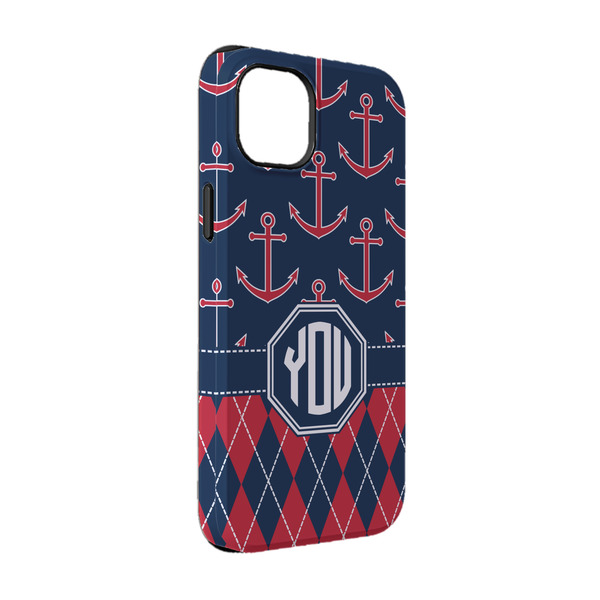 Custom Anchors & Argyle iPhone Case - Rubber Lined - iPhone 14 Pro (Personalized)