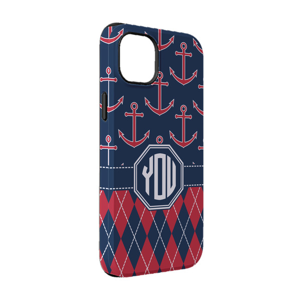 Custom Anchors & Argyle iPhone Case - Rubber Lined - iPhone 14 (Personalized)