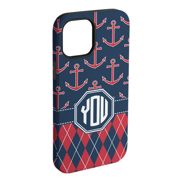 Custom Anchors & Argyle iPhone Case - Rubber Lined - iPhone 15 Pro Max (Personalized)