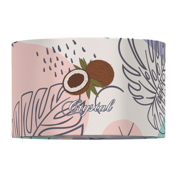 Coconut and Leaves 12" Drum Lampshade - FRONT (Fabric)