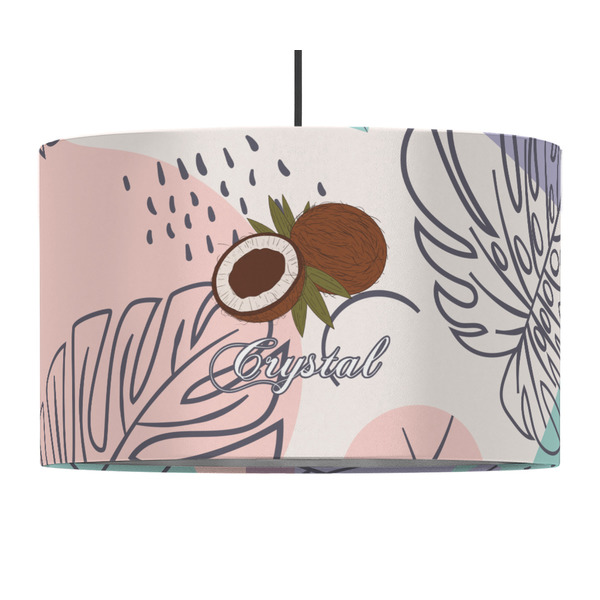 Coconut and Leaves 12" Drum Lampshade - PENDANT (Fabric)